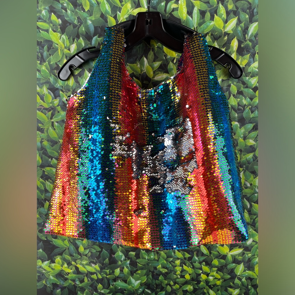 Miuco Women Lined Rainbow Sequence Hobo  Bag High Quality